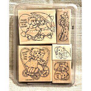 Stampin' Up! Valentines Set of 5 Mounted Rubber Stamp Blocks Craft Cottagecore